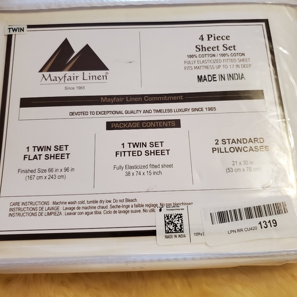 Mayfair Linen Egyptian Cotton Sheet Set - white - 800 thread count - Picture 5 of 13